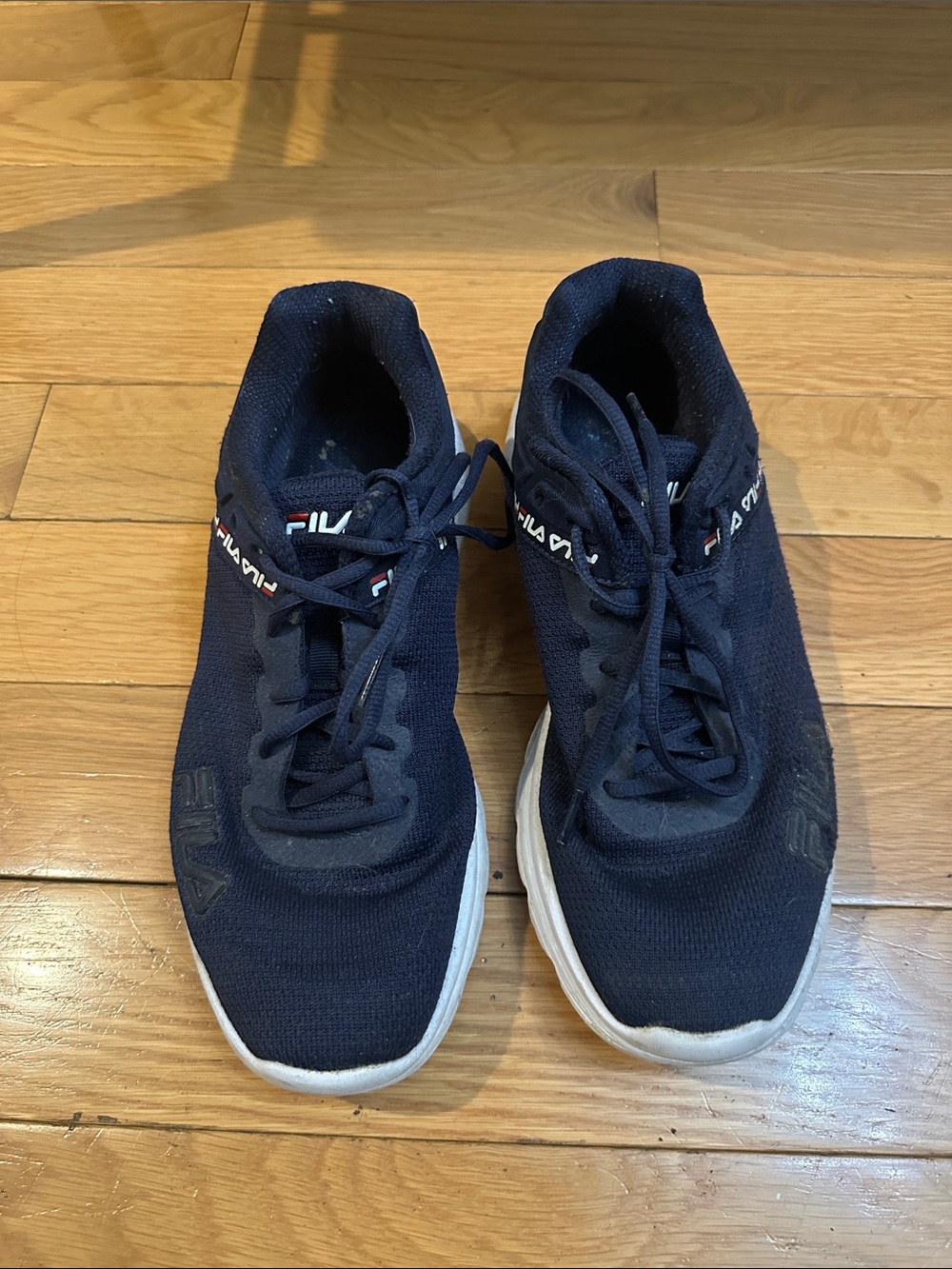 Fila Men's Navy Knit Lace-Up Sneakers with White Sole
